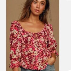 Free People Sweet Memories Blouse in Fruit Punch Combo